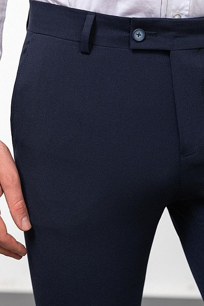 Mcr Straight Slim Fit Classic Men's Trousers Navy Blue - 38144.23Y