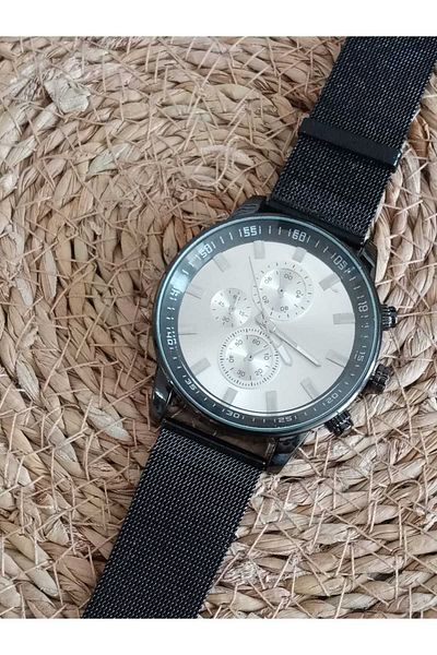 Brality Black Cord Men's Wristwatch - White Dial - Mesh Cord Model: 6027