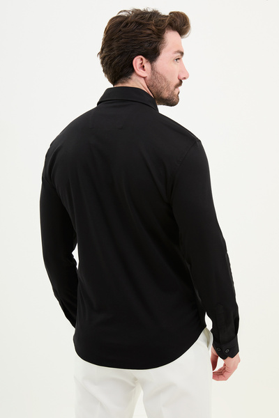 Mcr Ανδρικό πουκάμισο μακρυμάνικο με φερμουάρ Straight Slim Fit Μαύρο - 37909.24Y