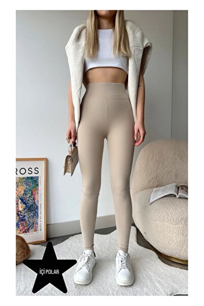 AYSU Colanți Super talie înaltă și T efect modelator cu fleece interior - Cre...