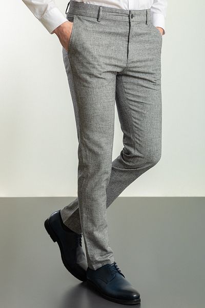 Mcr Patterned Super Slim Fit Linen Men's Trousers Black - 38157.23Y