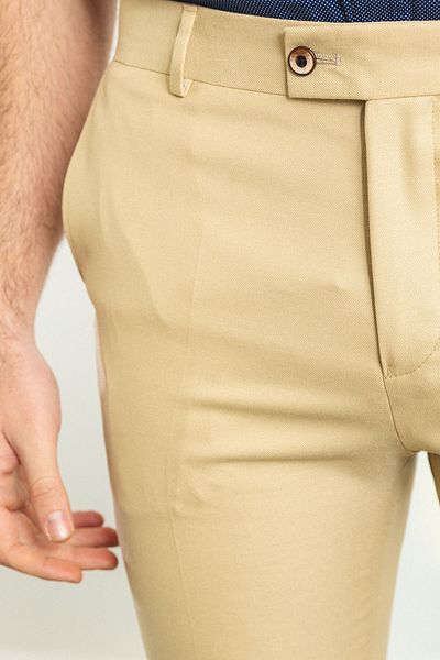 Mcr Patterned Slim Fit Classic Men's Trousers Beige - 38147.23Y