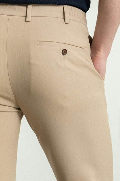 Mcr Straight Super Slim Fit Drawstring Men's Trousers Beige - 38145.23Y