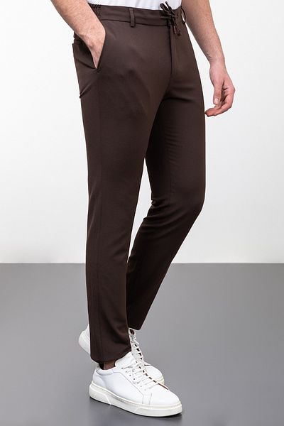 Mcr Straight Super Slim Fit Drawstring Men's Trousers Brown - 38145.23Y