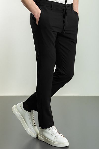 Mcr Straight Super Slim Fit Drawstring Men's Trousers Black - 38145.23Y