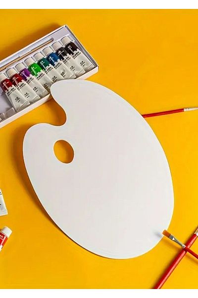 Pleksi Marketi Plexy White Oval Painting Pallet --20X30Cm--