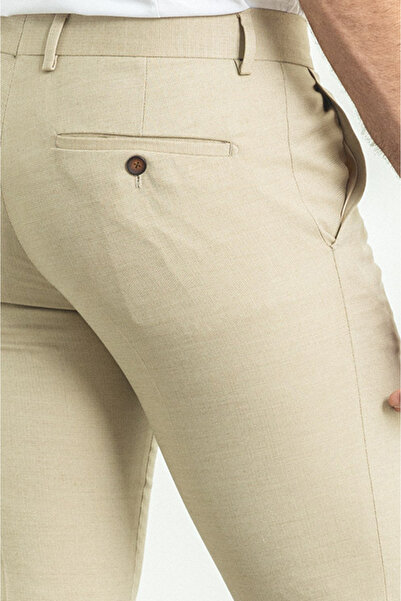 Mcr Patterned Slim Fit Classic Men's Trousers Beige - 38142.23Y