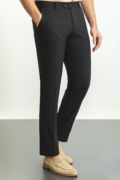 Mcr Plaid Slim Fit Classic Men's Trousers Black - 38150.23Y