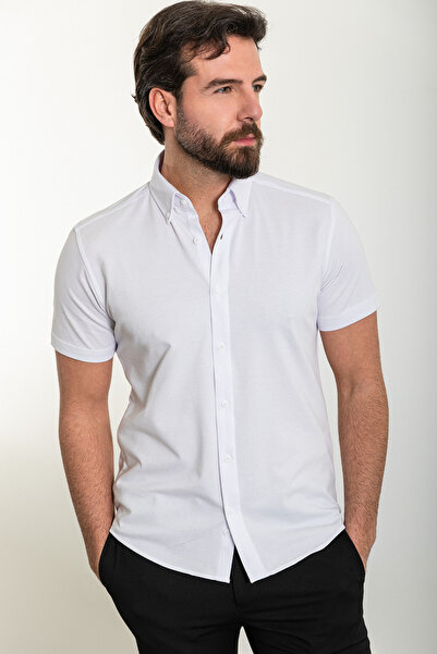 Mcr Ανδρικό πουκάμισο με κοντό μανίκι, λευκό - 37905.24Y