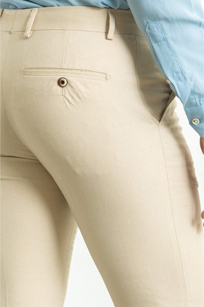 Mcr Patterned Slim Fit Classic Men's Trousers Stone - 38147.23Y