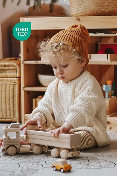 Baby Cais Collection Pulover unisex pentru copii, cu gât crew, tricotaj supradimensionat, 6 luni-5 ani