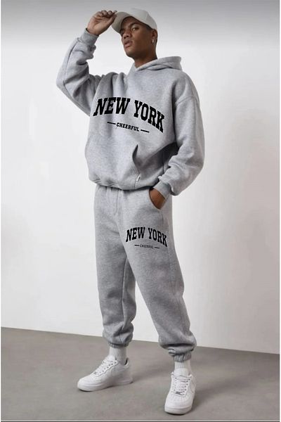 Frisson New York Printed Oversize Hooded Tracksuit Set