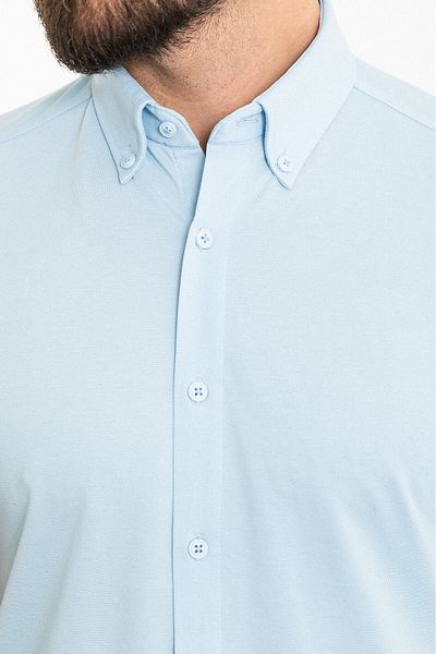 Mcr Plain Slim Fit Short Sleeve Men's Shirt Blue - 37905.24Y