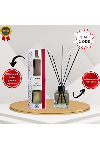 DeParfum Lilyum - Lotus Çiçeği Kokulu Dekoratif 120 ml Bambu Çubuklu Oda Kokusu