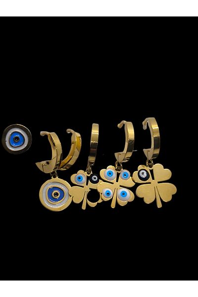 Florencia Steel Earrings - Evil Eye Beaded Set
