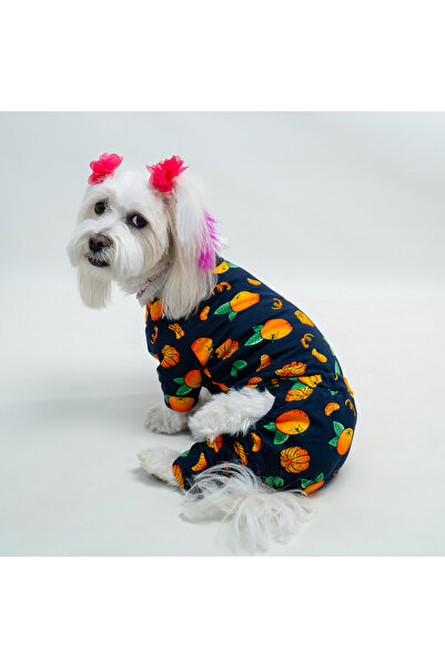 Buddy Store Kedi & Köpekler Için Alt Üst Takım - Mandalina Model Lacivert Alt Üst Takım (T-SHİRT & ŞORT)