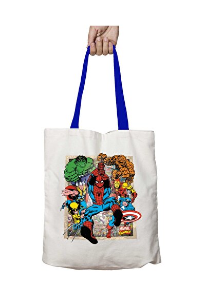 ART HEDİYE Captain America Marvel Hulk Spiderman Washable Shoulder Bag with B...