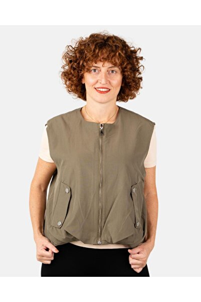 Portakal Esintisi Жіночий жилет із застібкою-блискавкою та кишенями на кнопках