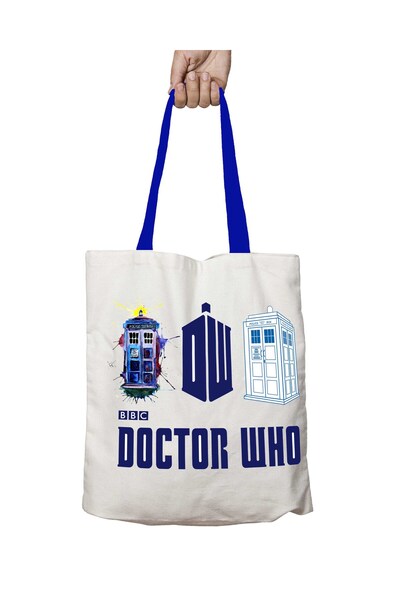 ART HEDİYE Blue Handle Doctor Who Bbc London Washable Shoulder Bag