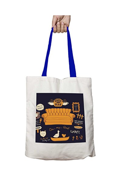 ART HEDİYE حقيبة كتف مركزي بيرك أوه ماي جود قابلة للغسل بمقبض أزرق