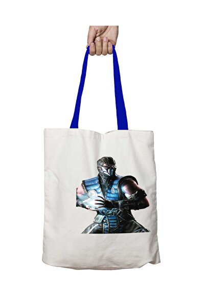 ART HEDİYE Blue Handle Mortal Kombat X Png Mesh Washable Shoulder Bag