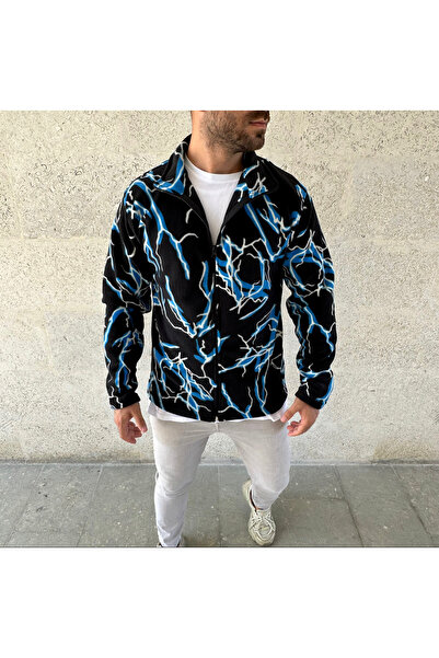 thekaplan Yıldırım Desenli Tam Fermuarlı Polar %100 Cotton (MANKEN: BOY 185 K...