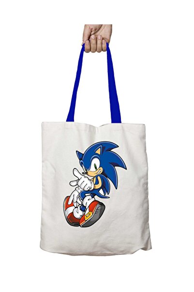 ART HEDİYE حقيبة كتف سونيك قابلة للغسل بمقبض أزرق