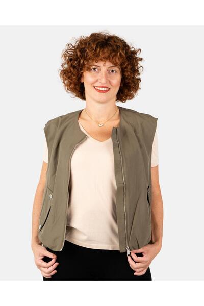 Portakal Esintisi Жіночий жилет із застібкою-блискавкою та кишенями на кнопках