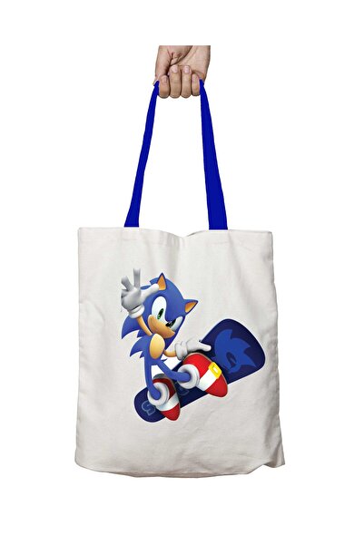 ART HEDİYE حقيبة كتف سونيك سكيت قابلة للغسل بمقبض أزرق