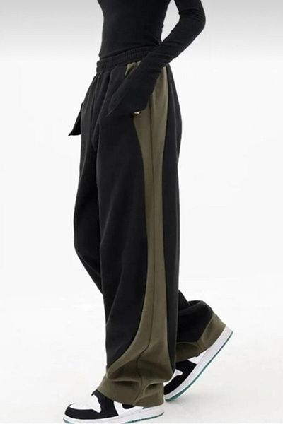 EDVESS Black Khaki Unisex Oversize Knitted Trousers Tracksuit