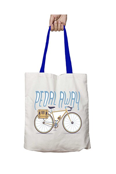 ART HEDİYE Blue Handle Bicycle Pedal Away Washable Shoulder Bag