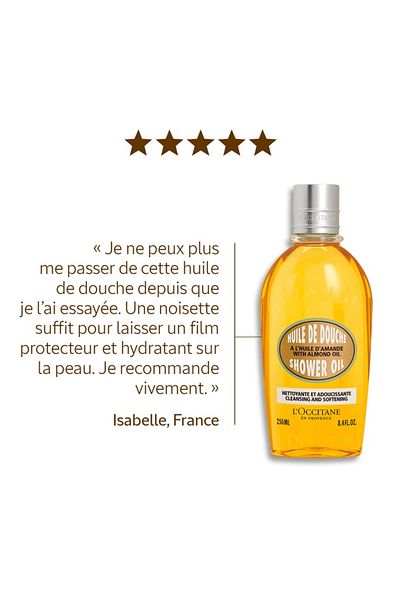 L'Occitane Almond Shower Oil-Nourishing Moisturizing Shower Gel with Vitamin E and Sweet Almond Oil 250ml