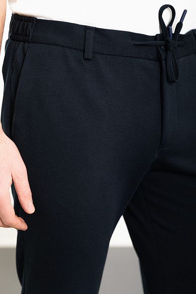 Mcr Straight Super Slim Fit Men's Trousers with Elastic Waist Drawstring Navy Blue - 38239.24Y