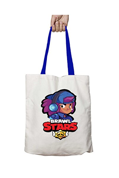 ART HEDİYE حقيبة كتف قابلة للغسل بمقبض أزرق وشعار Brawl Stars Shelly