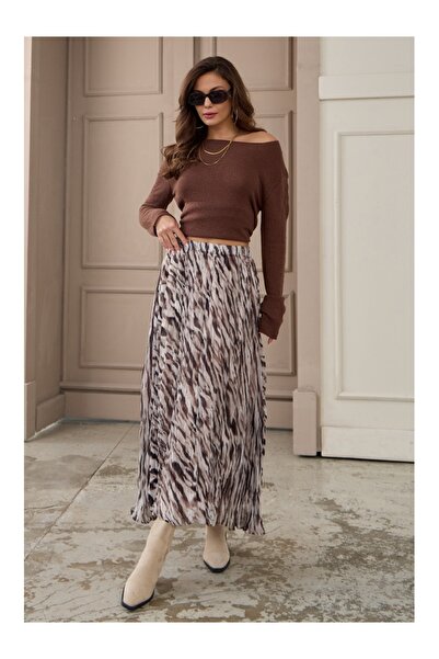 Elif Özbey Butik Fusta din șifon cu model maro