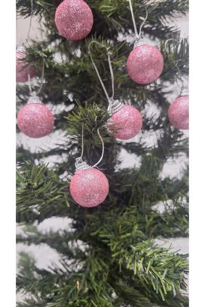 asöy Χριστουγεννιάτικο στολίδι για το νέο έτος, γυαλιστερό ροζ χρώμα, χαριτωμένο μπαλάκι 3 εκ. 9 τεμάχια