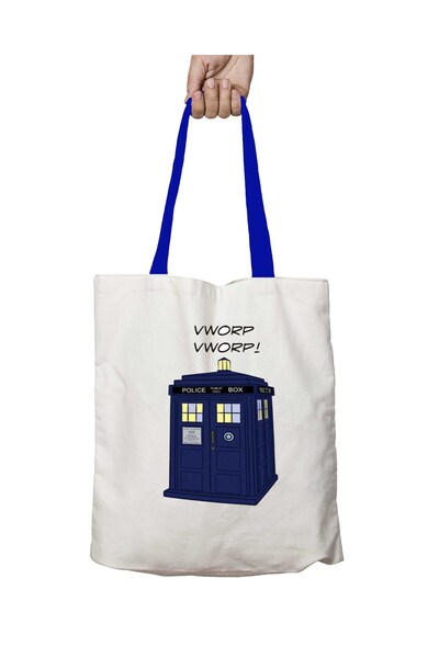 ART HEDİYE Worpp Dr Who Washable Shoulder Bag with Blue Handles