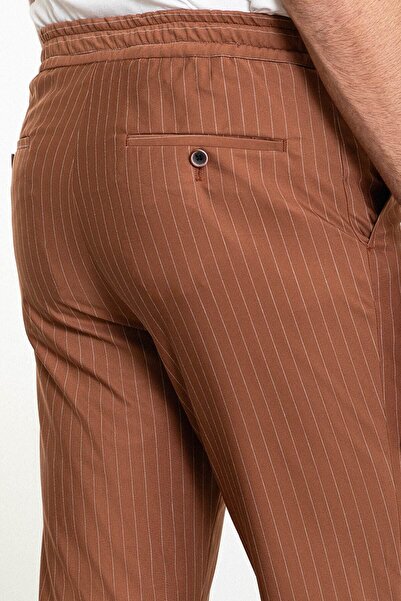 Mcr Striped Super Slim Fit Men's Trousers with Elastic Waist and Drawstring - 38252.24Y