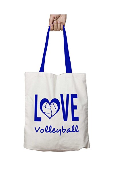 ART HEDİYE حقيبة كتف Love Volleyball Volleyball قابلة للغسل بمقبض أزرق