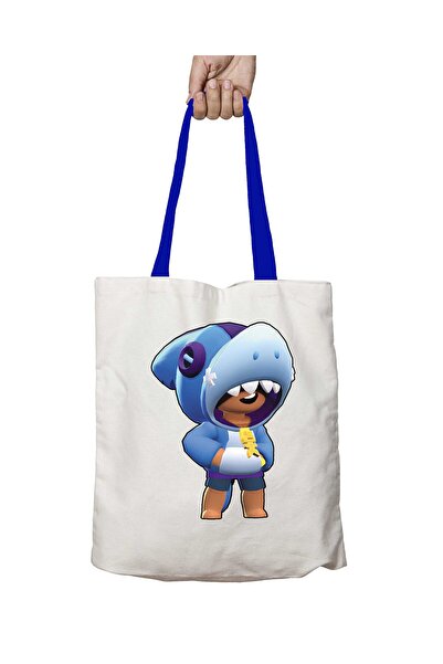 ART HEDİYE حقيبة كتف قابلة للغسل بمقبض أزرق ستارز شارك ليون