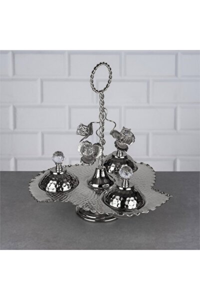 Hinora Kapaklı 3lü Sepet Lokumluk Çiçek Detaylı Şık Sunumluk