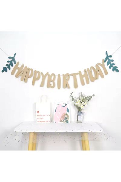 Partifabrik Στολίδι με λεπτομέρεια Kraft Leaf Happy Birthday