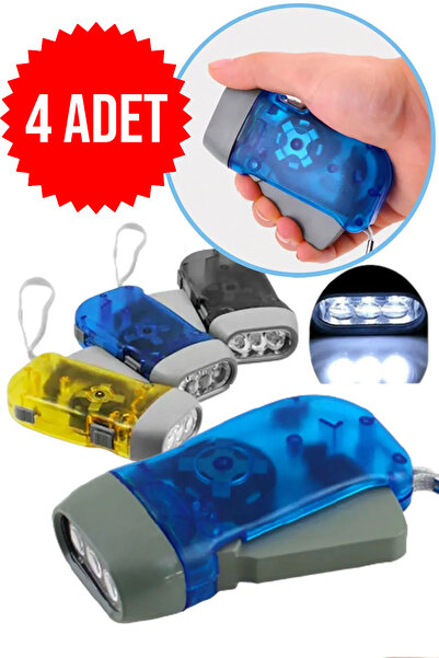 Genel Markalar ( 4 ADET) Tüm Aileye Deprem İçin Dinamolu 3 Ledli Pilsiz Kendi...