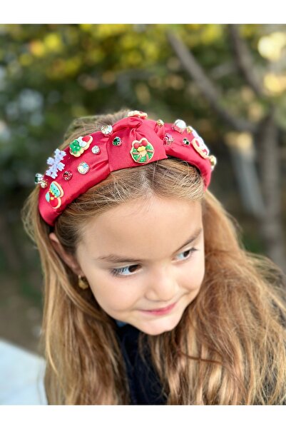 QUEEN AKSESUAR Luxury Design New Year Christmas Christmas with Stones Pine Tree Ornament Satin Knotted Crown Red Women's Children's Crown