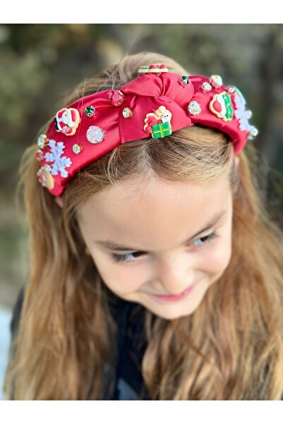 QUEEN AKSESUAR Luxury Design New Year Christmas Christmas with Stones Pine Tree Ornament Satin Knotted Crown Red Women's Children's Crown