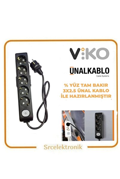 VİKO Multi-Let 5 Li 1 METRE 3x2.5 TAM BAKIR ÜNAL KABLOLU Anahtarlı Topraklı Ç...