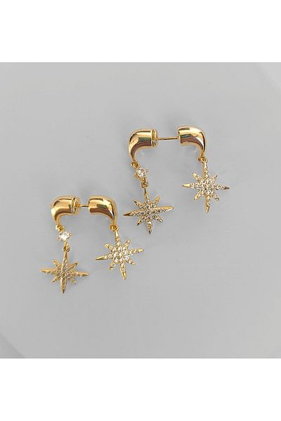 Marlenka Interlocking Two Sided Design Star Earrings