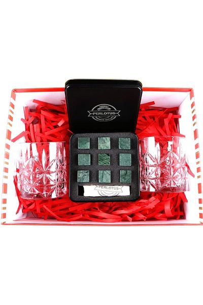 STOREMAX Sellbuystore Marble 9 Whiskey Stones and 2 Whiskey Glasses Christmas New Year Gift 1053513