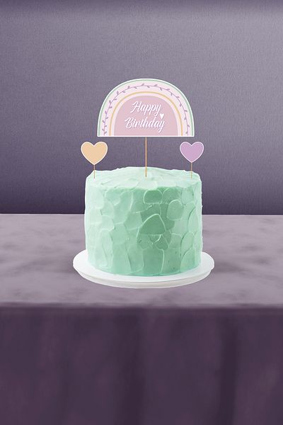 Hey Parti Στολίδι τούρτας Boho Girl με θέμα το Rainbow για κορίτσια Happy Birthday 3 τεμαχίων