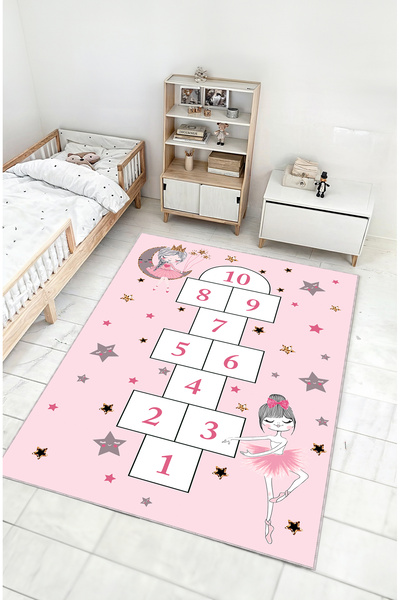 BigArts Home Dekoratif Modern Vintage Retro Tasarım Kaydırmaz Taban Pembe Ren...